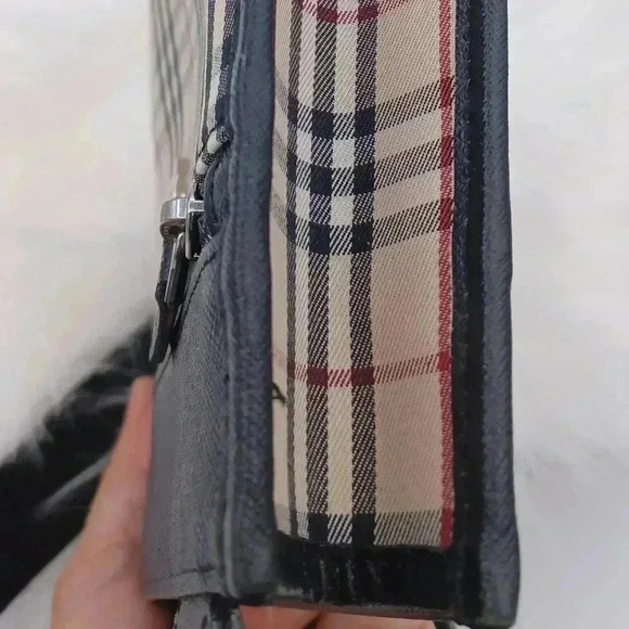 Burberry Nova Check Shoulder Bag Messenger Bag Diagonal Black Brown Flap - Picture 10 of 10
